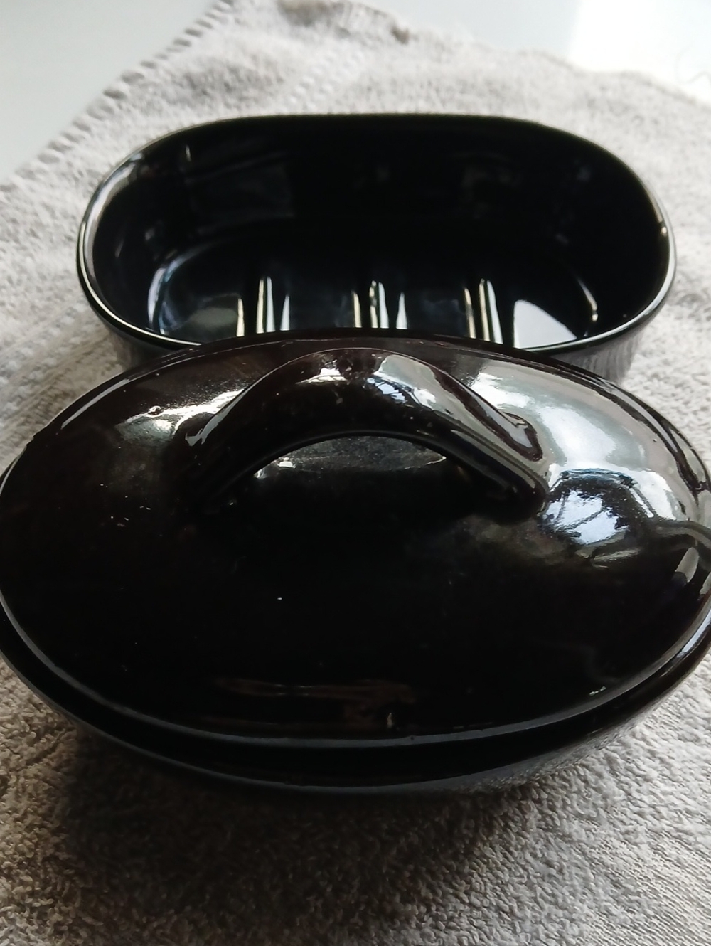 Black Ceramic Covered Dish